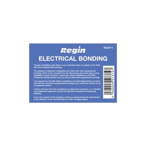 Regin Advisory Notice Electrical Bonding Label - Pack of 8 REGP11