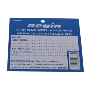 Regin Gas Appliance Serviced Tag Pack x 8 REGP05