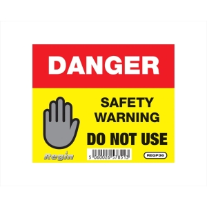 Regin Danger Safety Warning Do Not Use Label - Pack of 8 REGP36