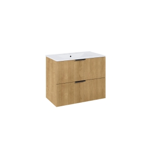 iflo Soleto 2 Drawers Wall Hung Basin Unit 600mm (W) X 452mm (D) X 635mm (H) Hamilton Oak