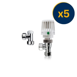 Honeywell Home Valencia Traditional Angled Thermostatic Radiator Valve & Lockshield 15mm Pack 5 VTL120-15APK5