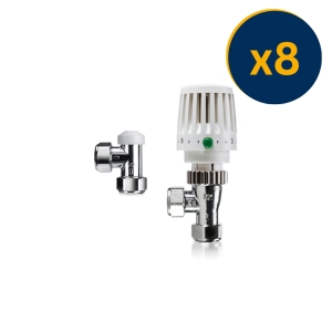 Honeywell Home Valencia Traditional Angled Thermostatic Radiator Valve & Lockshield 15mm Pack 8 VTL120-15APK8